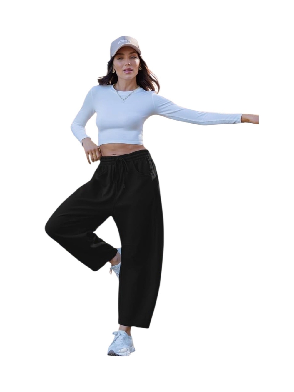 Tarse Black Wide-Leg High Waist Drawstring Pants - Women M